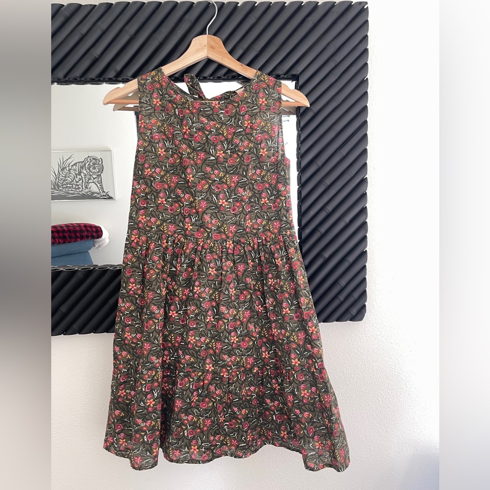 Sezane Green and Red Floral Midi Dress